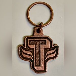 Solid Metal Initial Monogram Letter T Keychain Fob